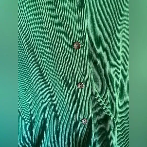 MONACO Suit Women Green 2 Pieces Shirt and pants set Sz L very comfortable NEW
